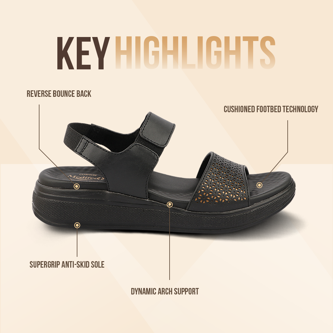 Medifeet Women’s Two Strap Sandals (with Stretchable Back Strap and Arch Support)